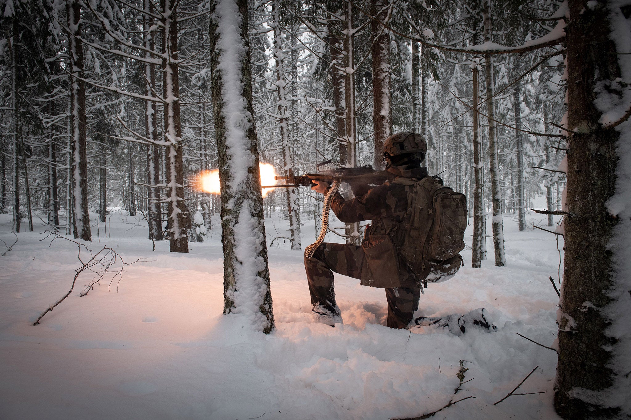 A French soldier takes part in a major drill as part of Nato’s ‘enhanced forward presence’ in Estonia in 2022