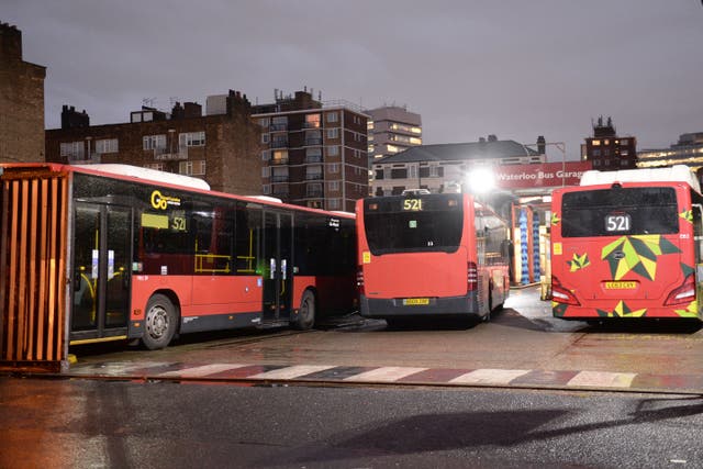 Parked buses (Anthony Devlin/PA)
