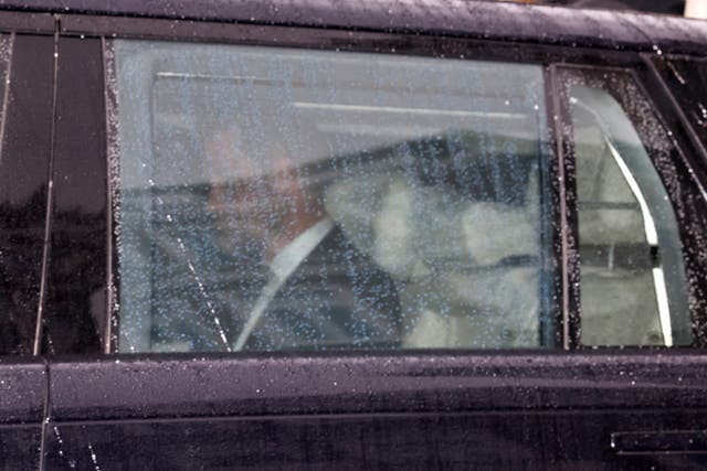 <p>Britain's Prince Harry, Duke of Sussex leaves Clarence House in London on September 10, 2025 in the back of a car</p>