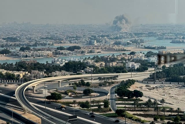 <p>Smoke rises over Doha following an Israeli airstrike</p>
