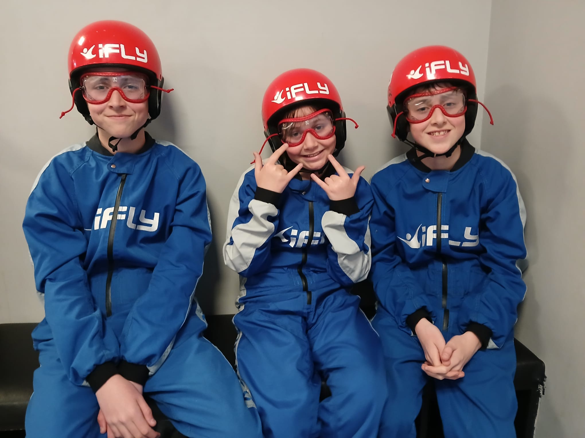 Wendy and Chris’ children doing indoor skydiving