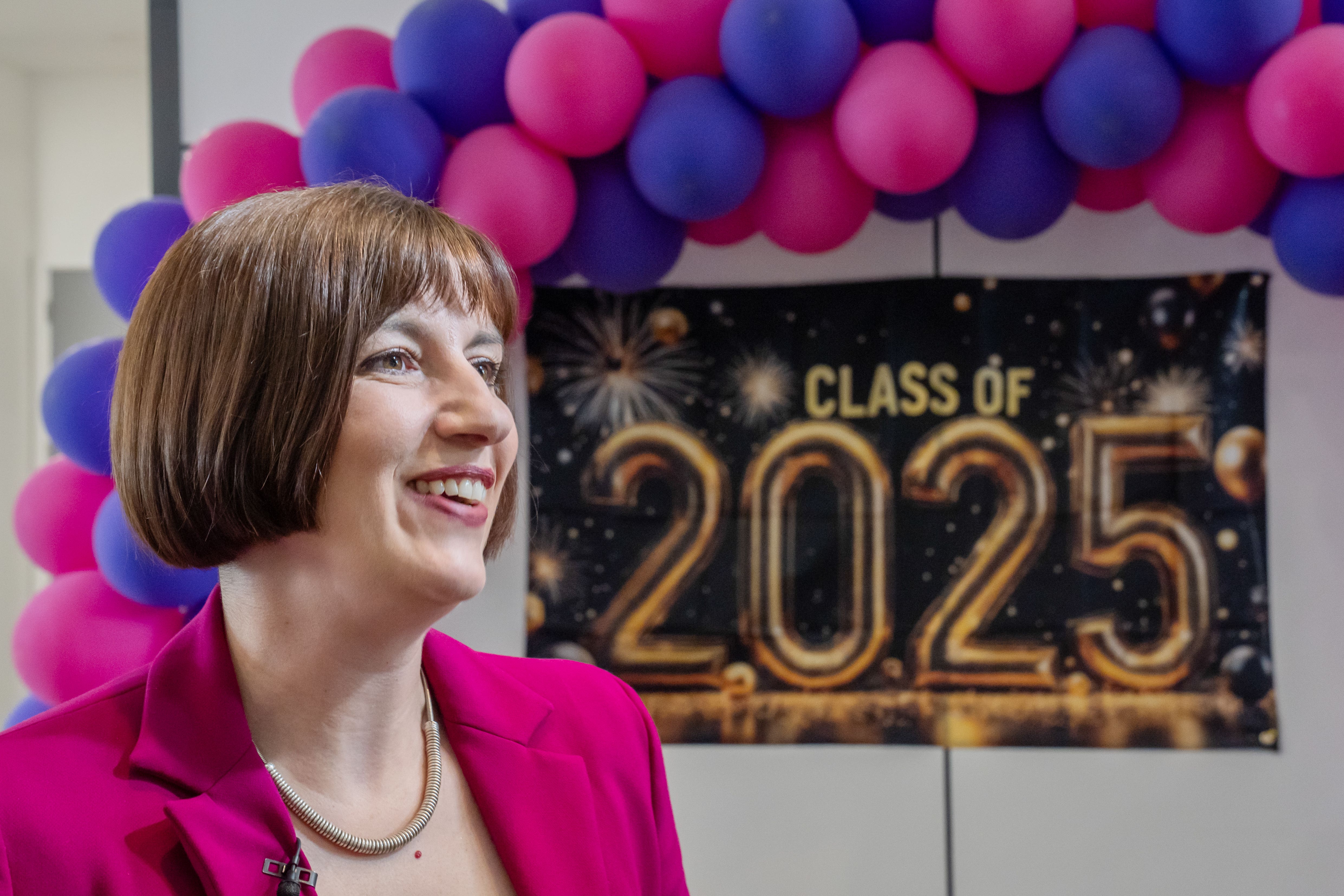Education Secretary Bridget Phillipson joins students receiving their A-level results at Trafford College in Altrincham (PA)