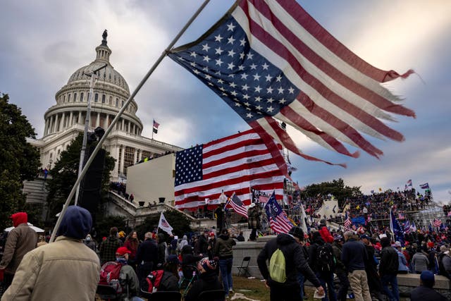 <p>Pro-Trump protesters gather in front of the US Capitol on 6 January 2021</p>