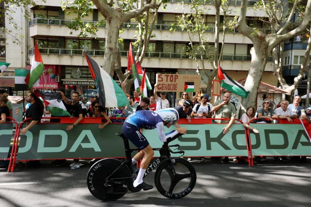 <p>Israel-Premier Tech was targeted by protests at this year’s Vuelta  </p>