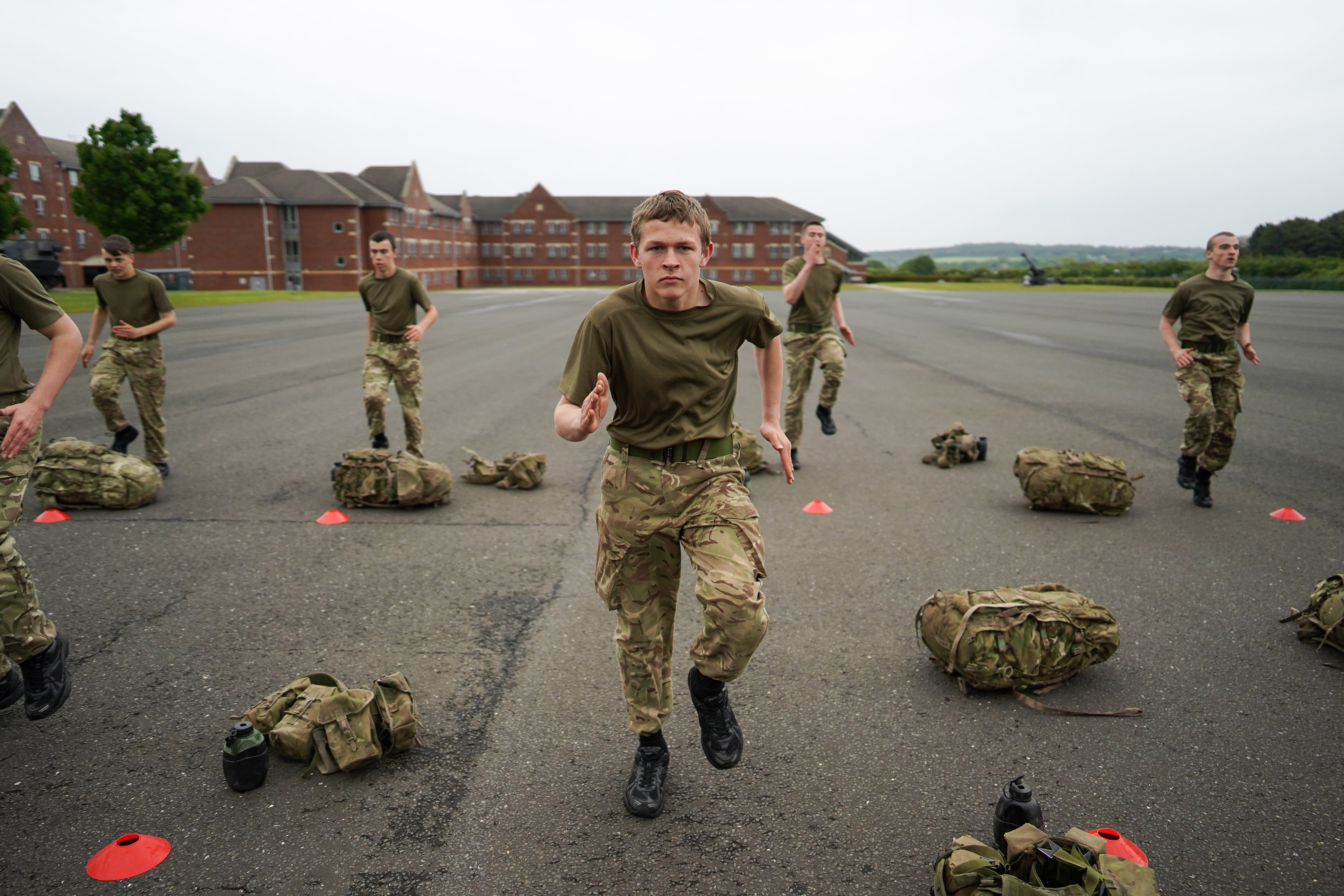 British junior soldiers undergo physical training at the Army Foundation College in Harrogate