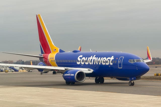 <p>A Southwest Boeing 737 jet, like the one seen here, was forced to divert and land in Los Angeles Thursday morning after suffering engine failure, an airline spokesperson told <em>The Independent</em></p>