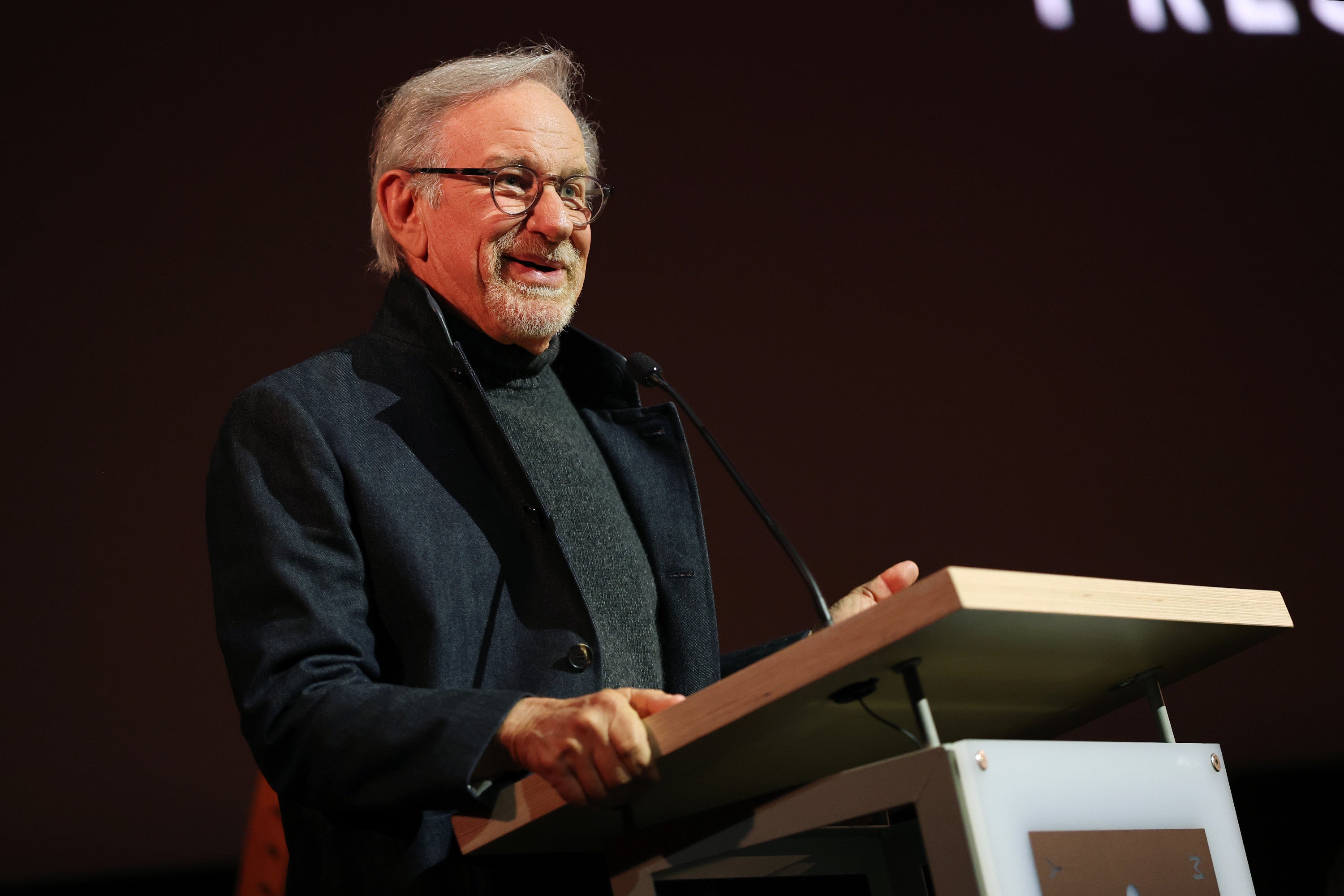 <p>Steven Spielberg at the preview of 'Jaws: The Exhibition' at the Academy Museum of Motion Pictures </p>