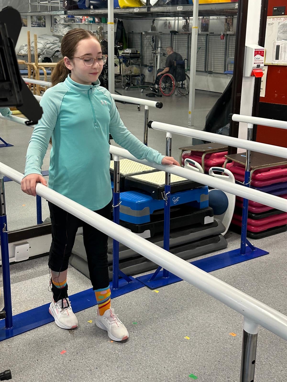 Jessie-Lou had to learn to walk again with the help of specialists