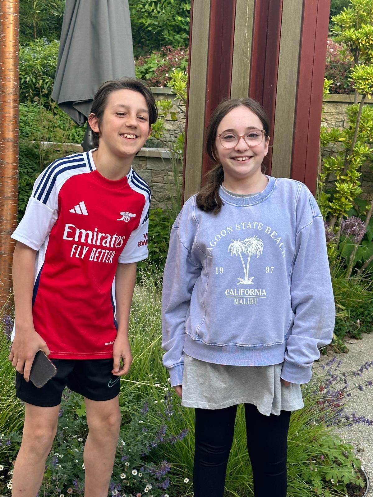 Jessie-Lou with her friend Teddy in Horatio's Garden Stoke Mandeville