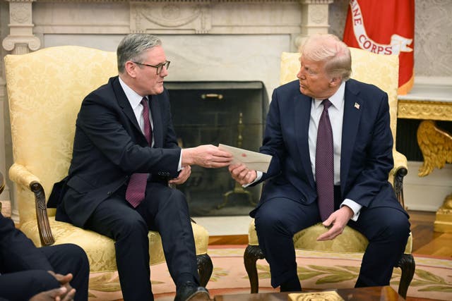 <p>Sir Keir Starmer and Donald Trump will be skirting around the friendship between Lord Mandelson and Jeffrey Epstein during the state visit</p>