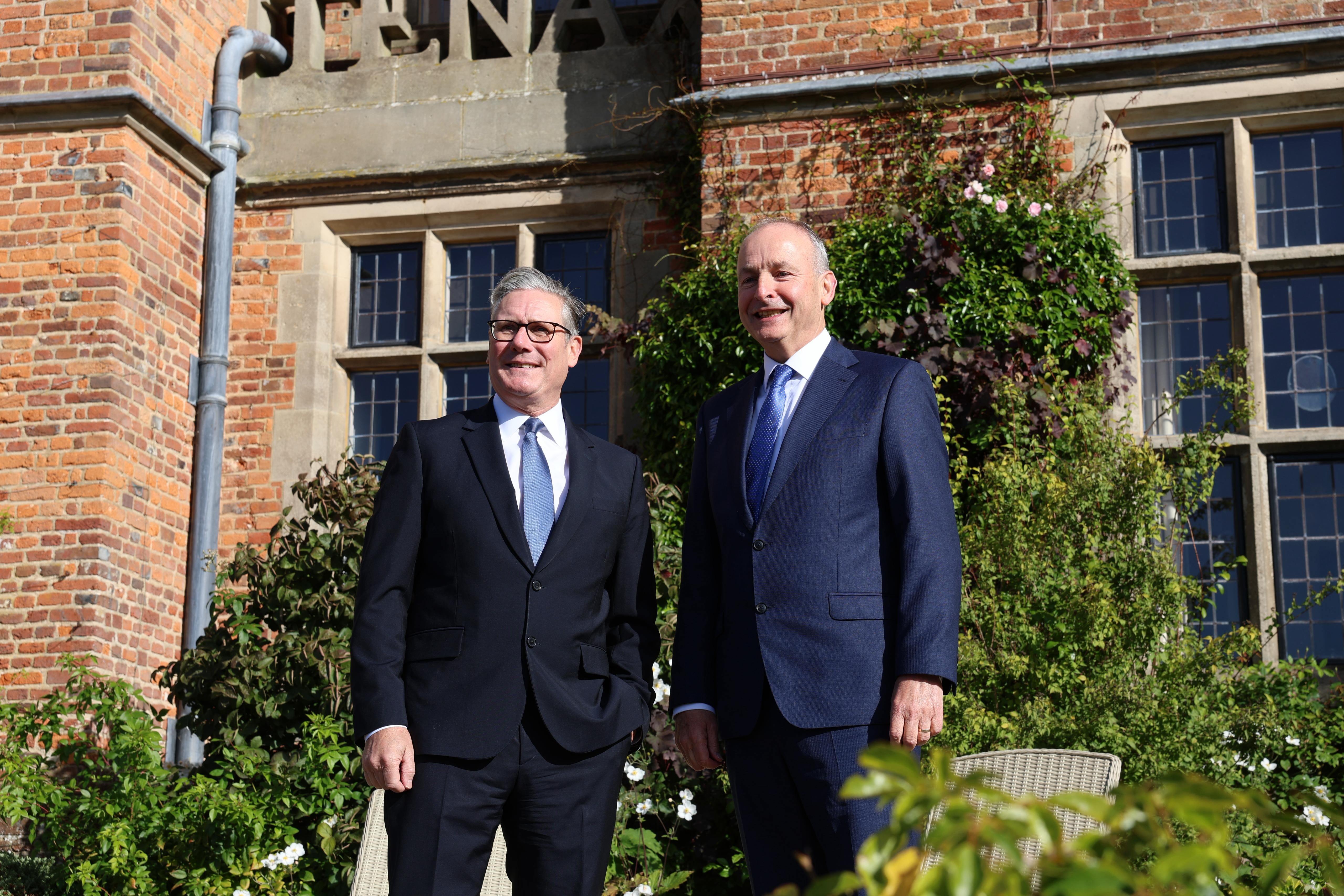 Taoiseach Micheal Martin (right) meeting UK Prime Minister Keir Starmer at Chequers