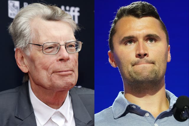 <p>Stephen King and Charlie Kirk</p>