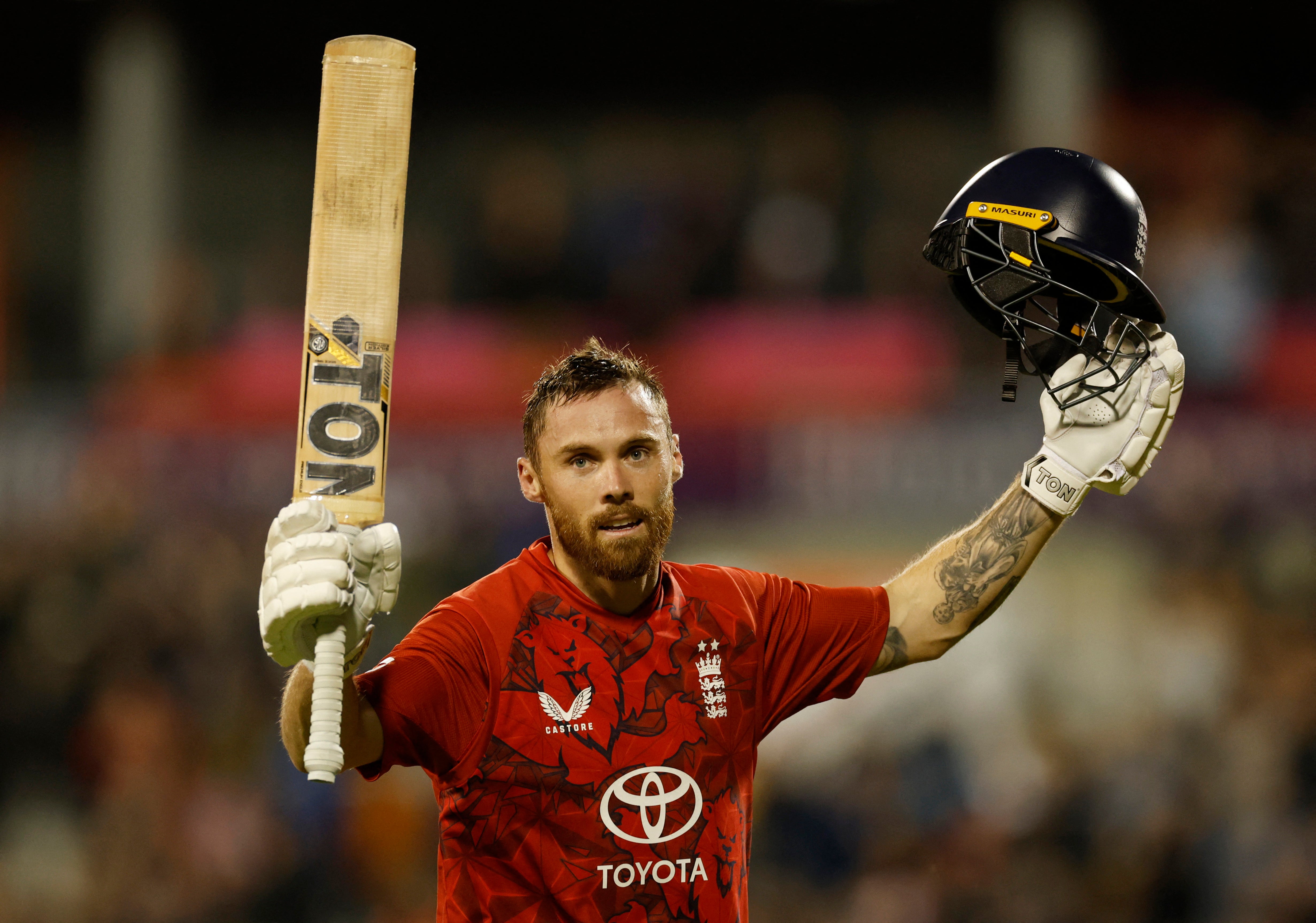 England's Phil Salt reacts at the end of the innings