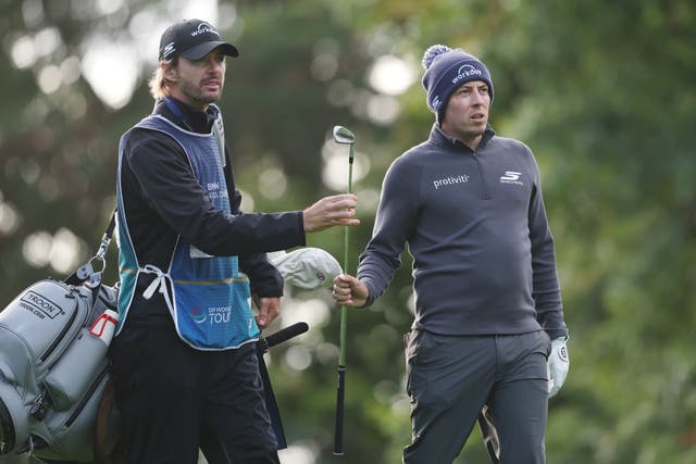 <p>Matt Fitzpatrick with his caddie Daniel Parratt</p>