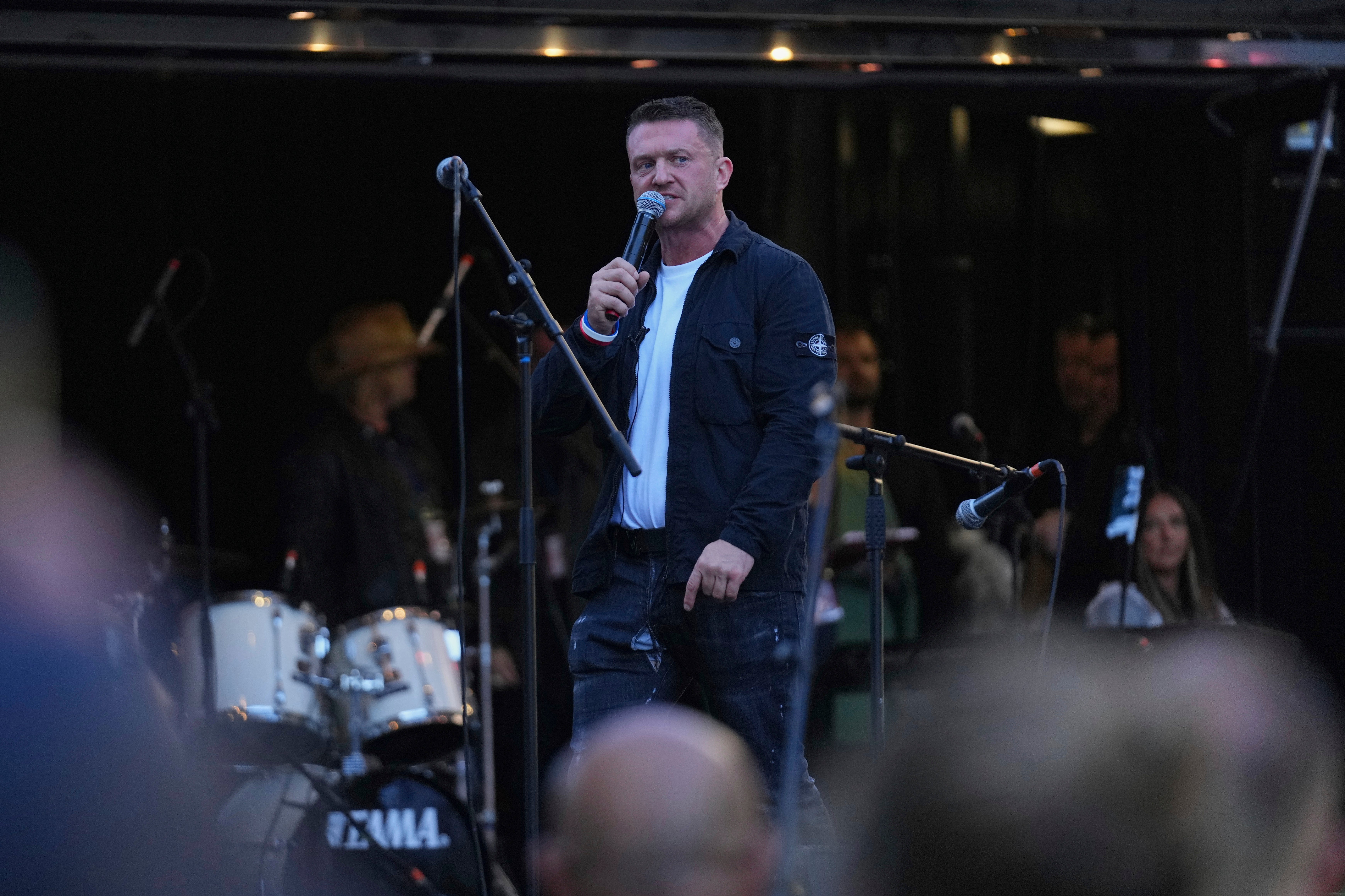 Tommy Robinson speaks during the ‘Unite the Kingdom’ march