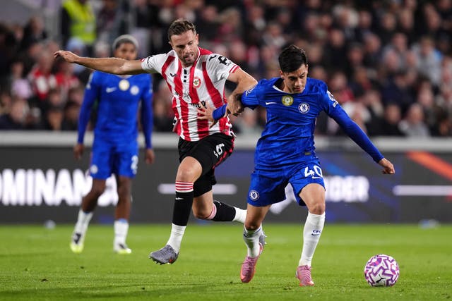 <p>Facundo Buonanotte, right, has only played eight games for Chelsea this season (John Walton/PA)</p>