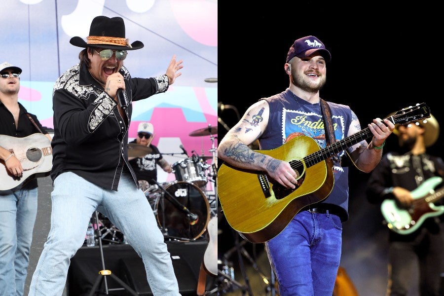 <p>Gavin Adcock (left) and Zach Bryan (right) nearly got into a fight at a music festival in Oklahoma over the weekend, video showed. </p>