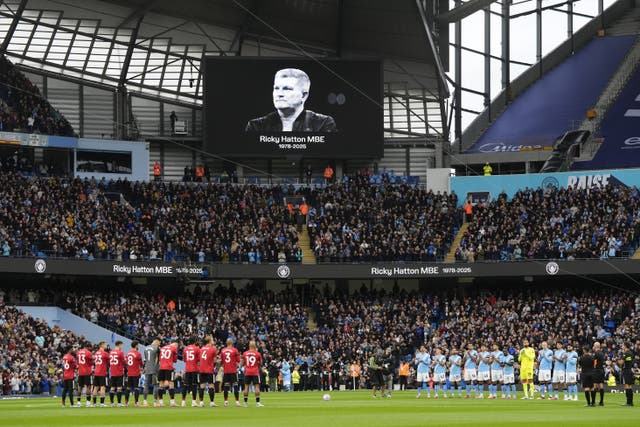 <p>All those inside the Etihad Stadium paid tribute to Ricky Hatton (Nick Potts/PA).</p>