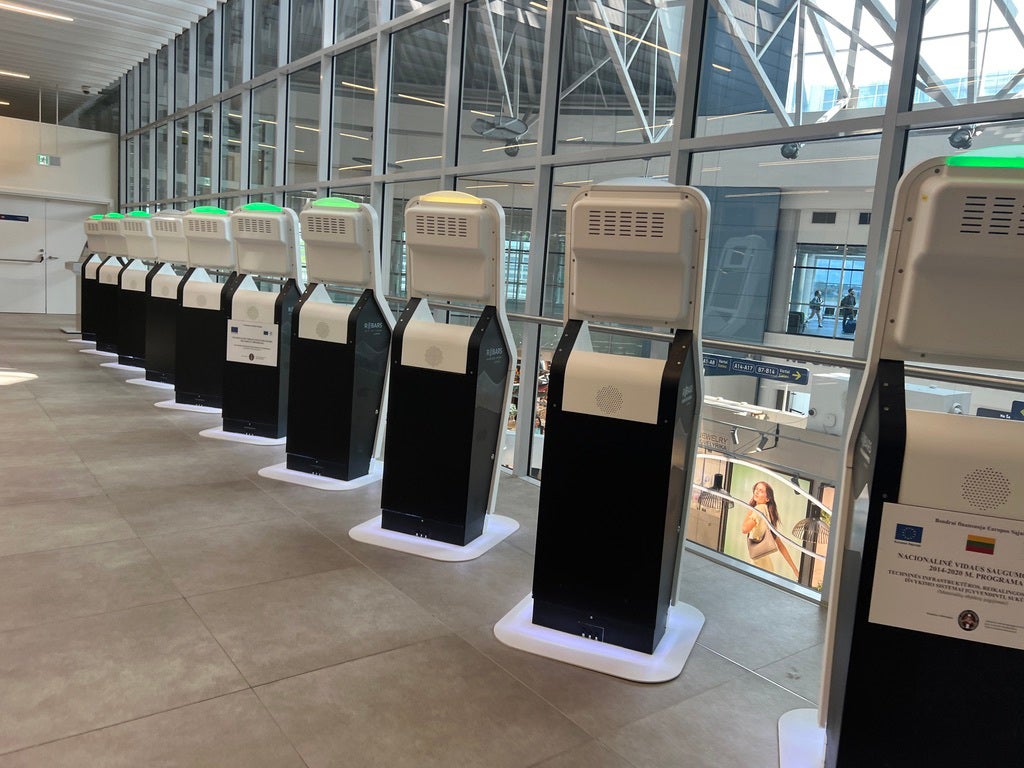 The new biometric entry-exit system terminals ready to go at Vilnius airport