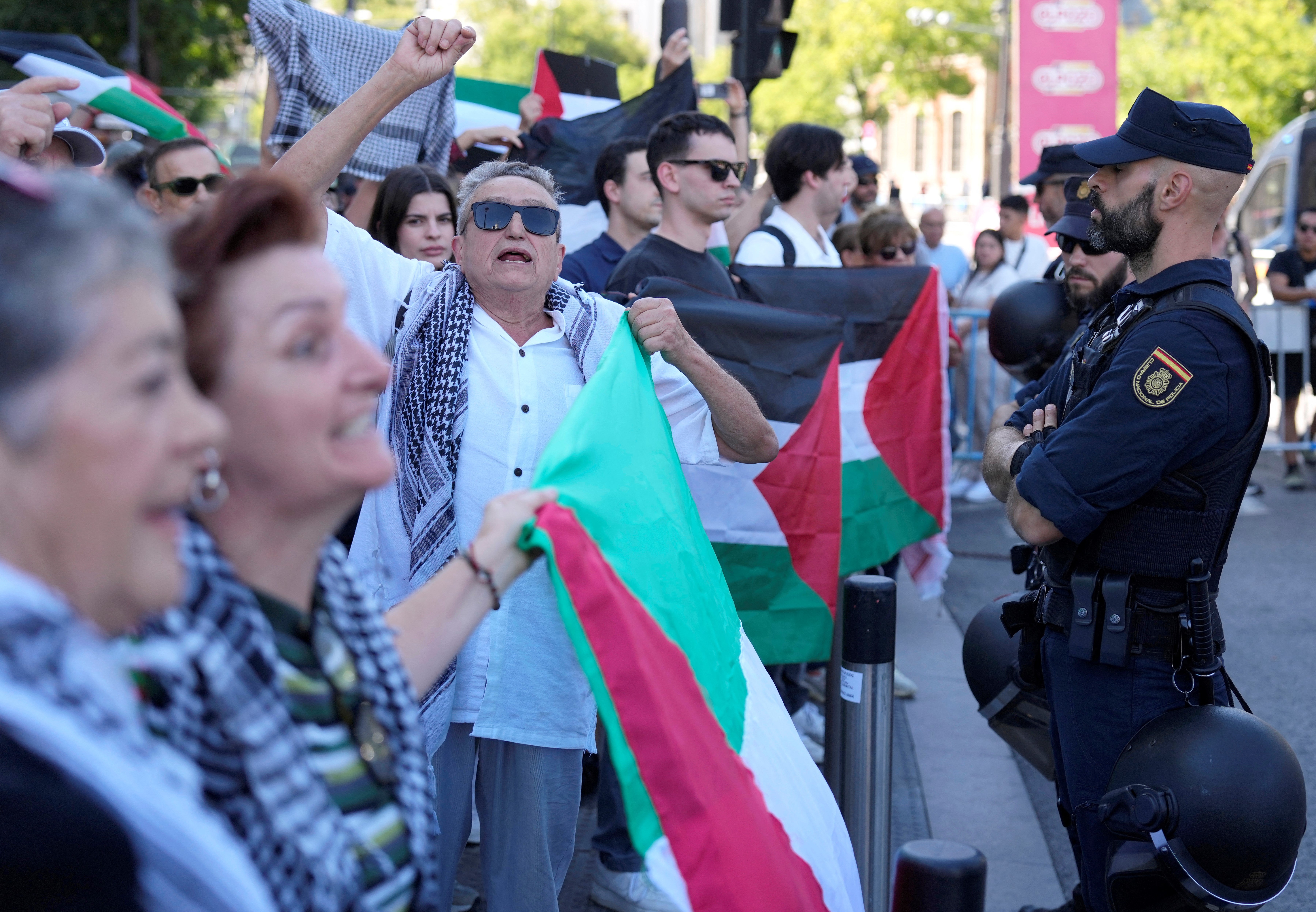 Pro-Palestinians protesters crowded the streets of the race