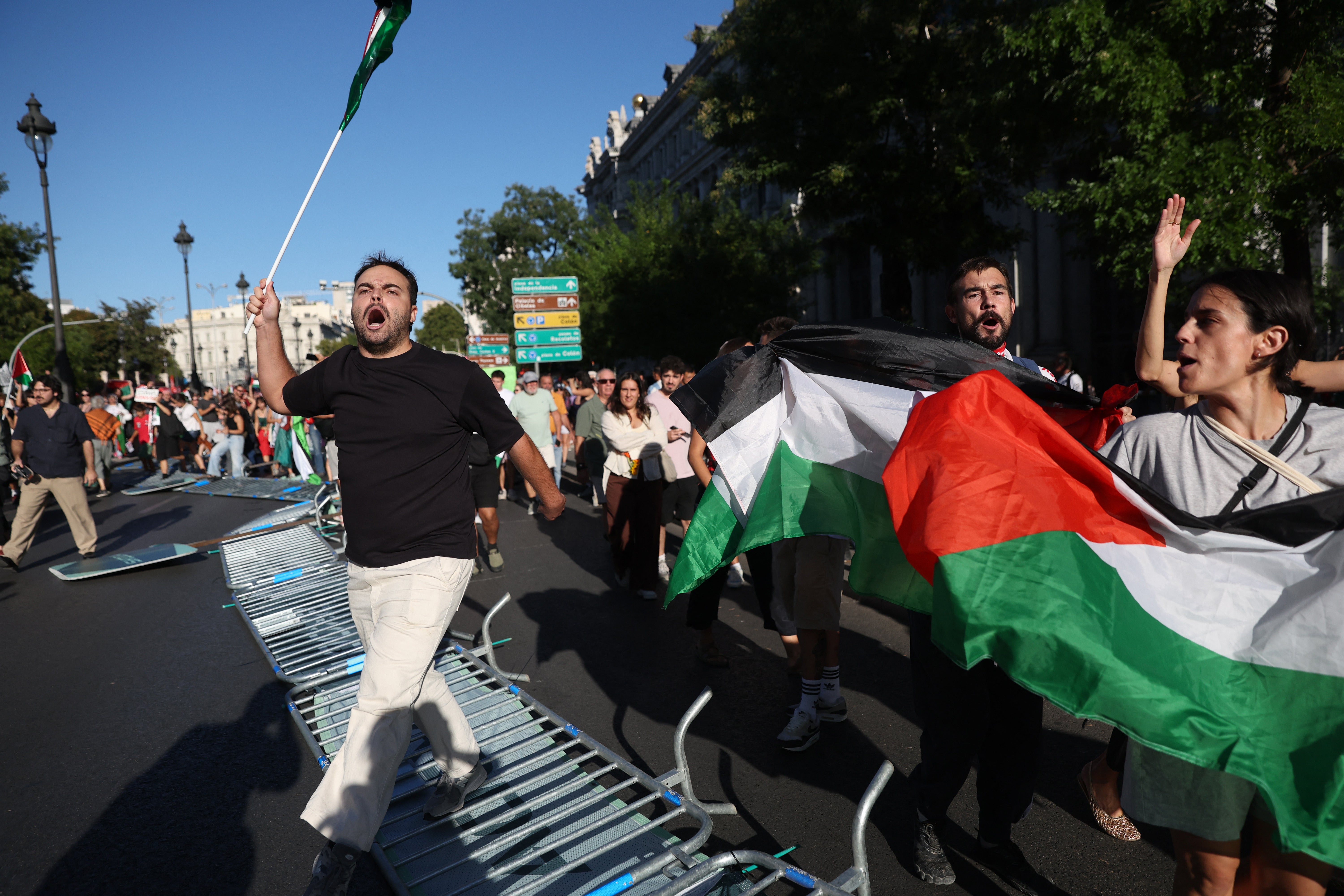 Barriers were smashed by protesters