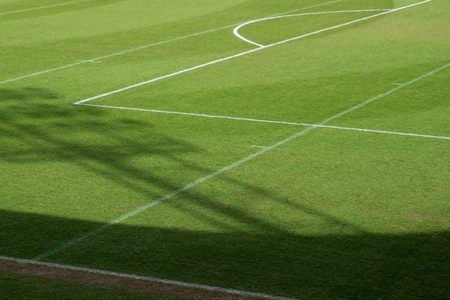The shadow of a floodlight on the pitch at the Keepmoat Stadium (Tim Goode/PA)
