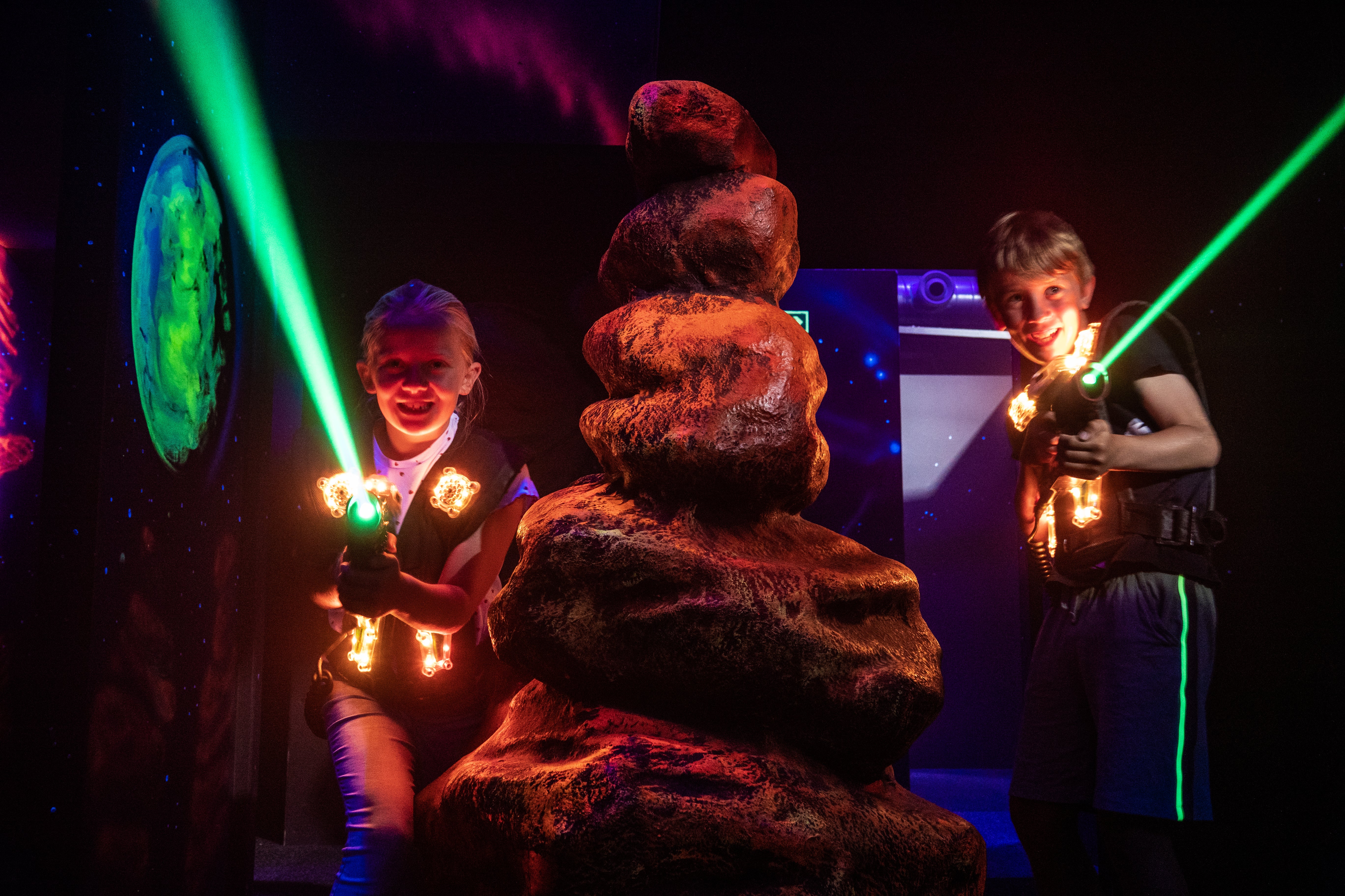 Shrug off bad weather and warm up with a game of laser tag