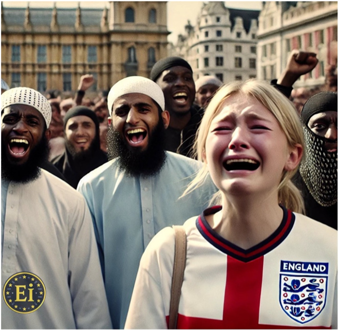 While Muslim men were jeerous, a woman crying outside the deputy contained a woman in a football shirt.