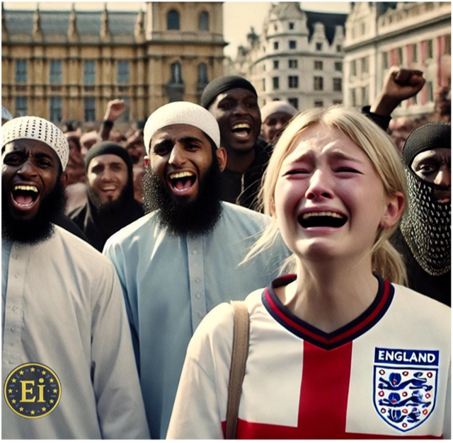 <p>Fake AI generated images discovered included a woman in an England football shirt crying outside parliament as Muslim men jeered</p>