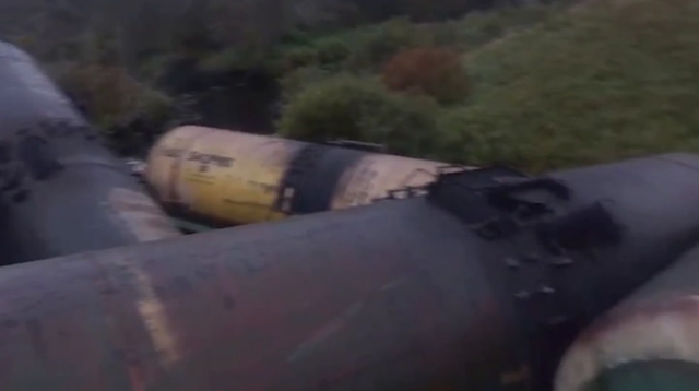 <p>At least three Russian soldiers have died after Ukrainian special forces blew up a railway line and caused two trains to derail in separate attacks deep behind enemy lines</p>