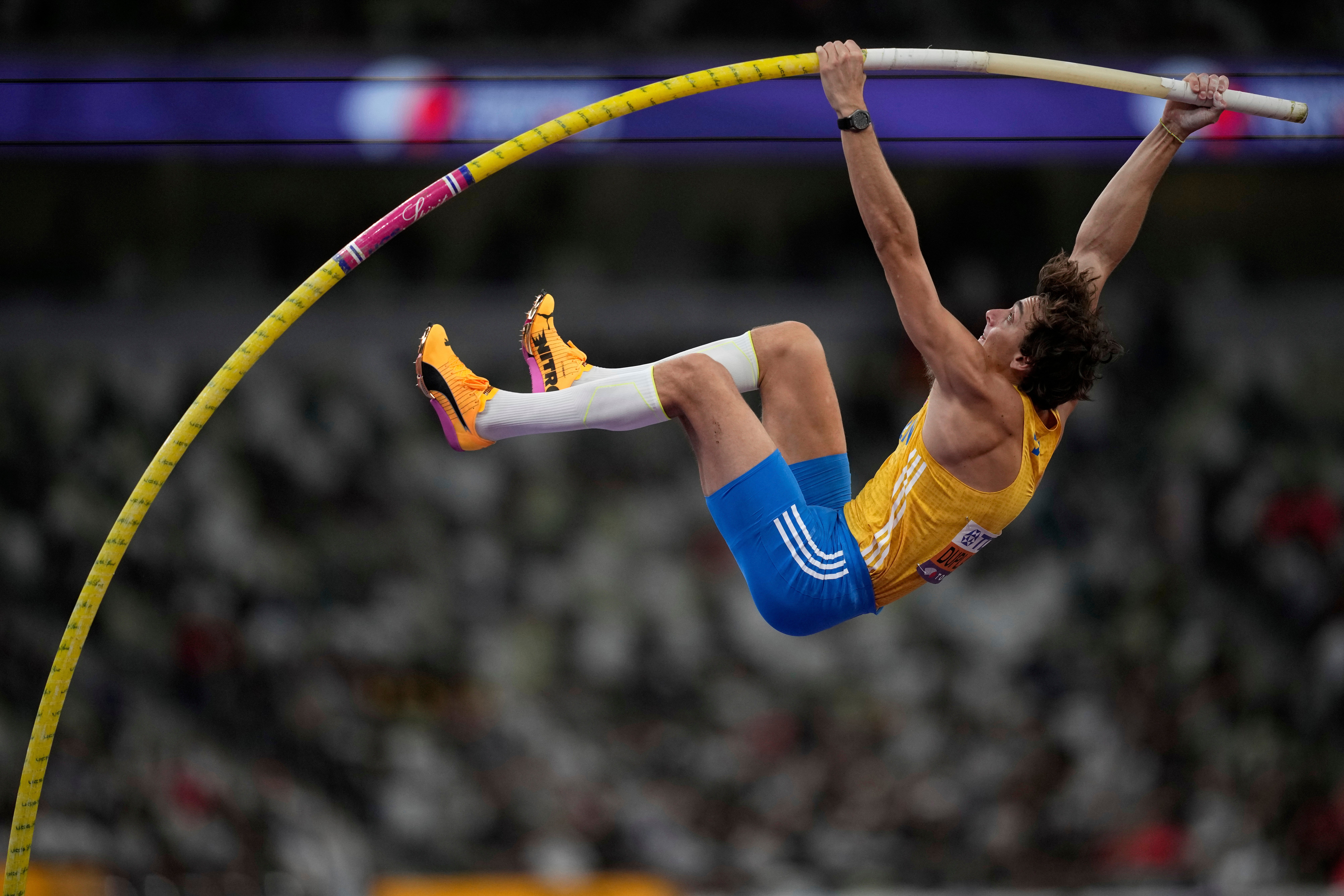 Sweden's Armand Duplantis competes in the men's pole vault final