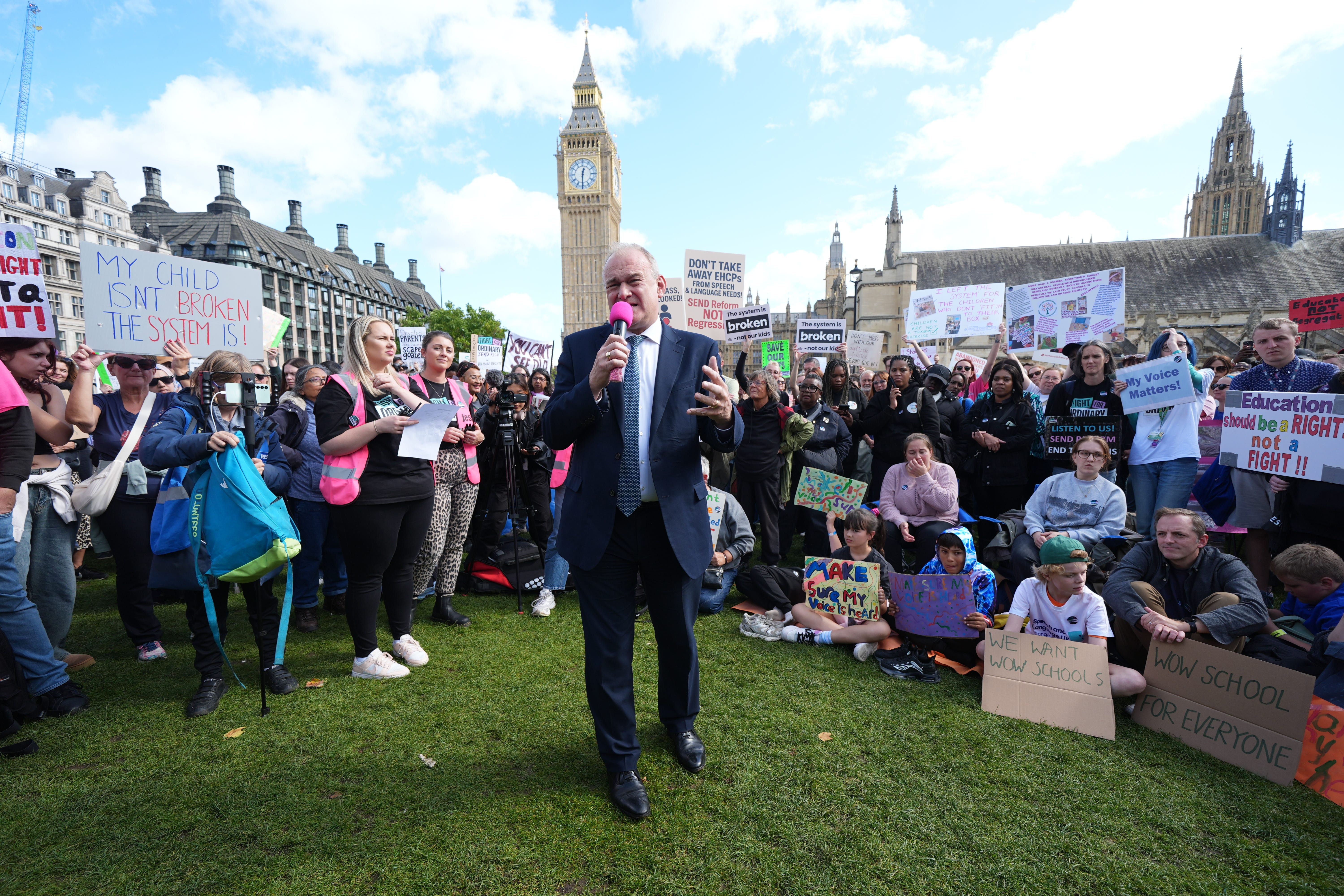 The Liberal Democrat leader, centre, said the current system did not work well enough for children (Lucy North/PA)