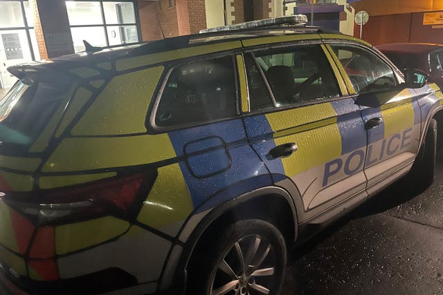 A police car in Wardsborough Road, Lisburn (Jonathan McCambridge/PA)