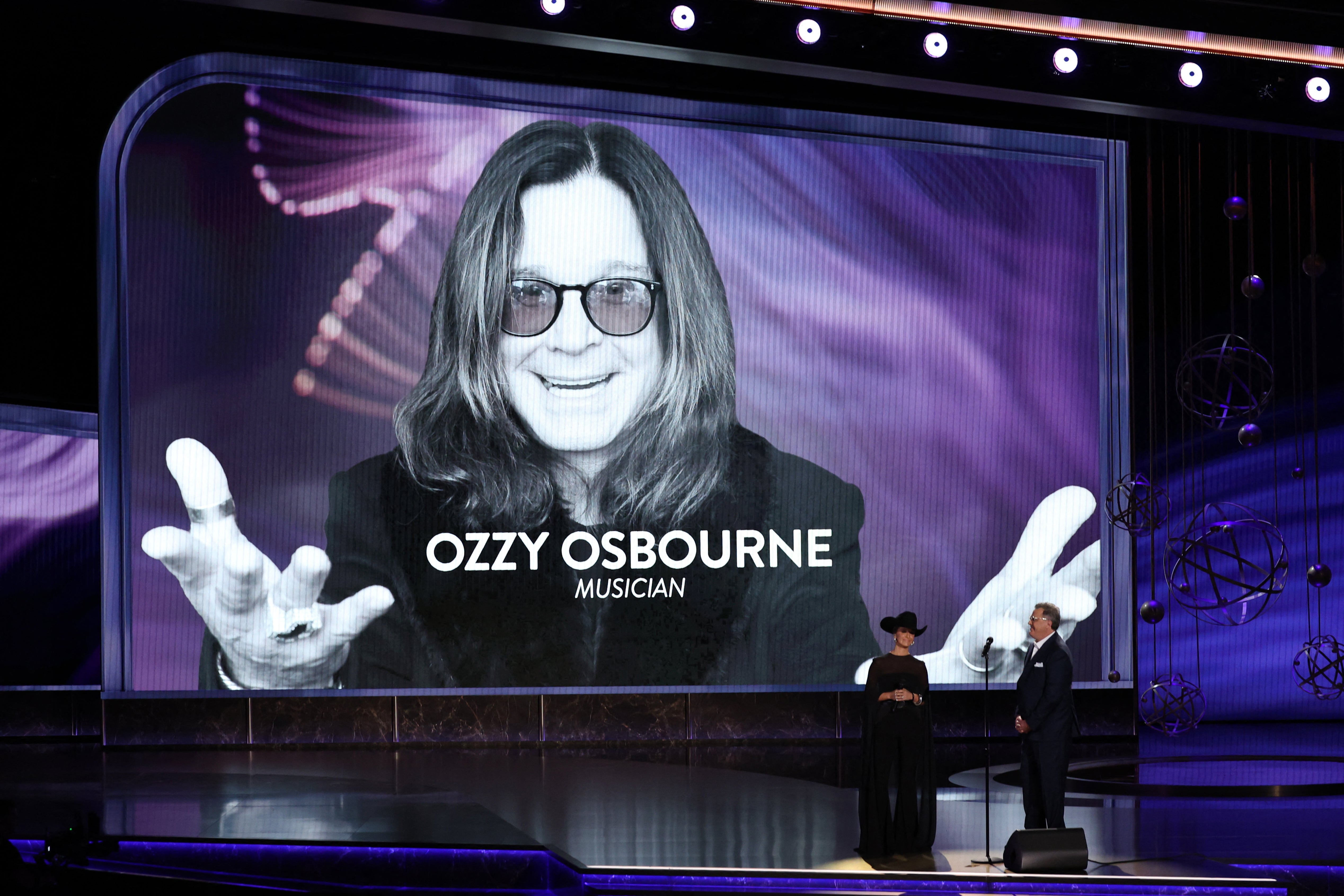 Vince Gill and Lainey Wilson performing in the Emmy’s tribute segment