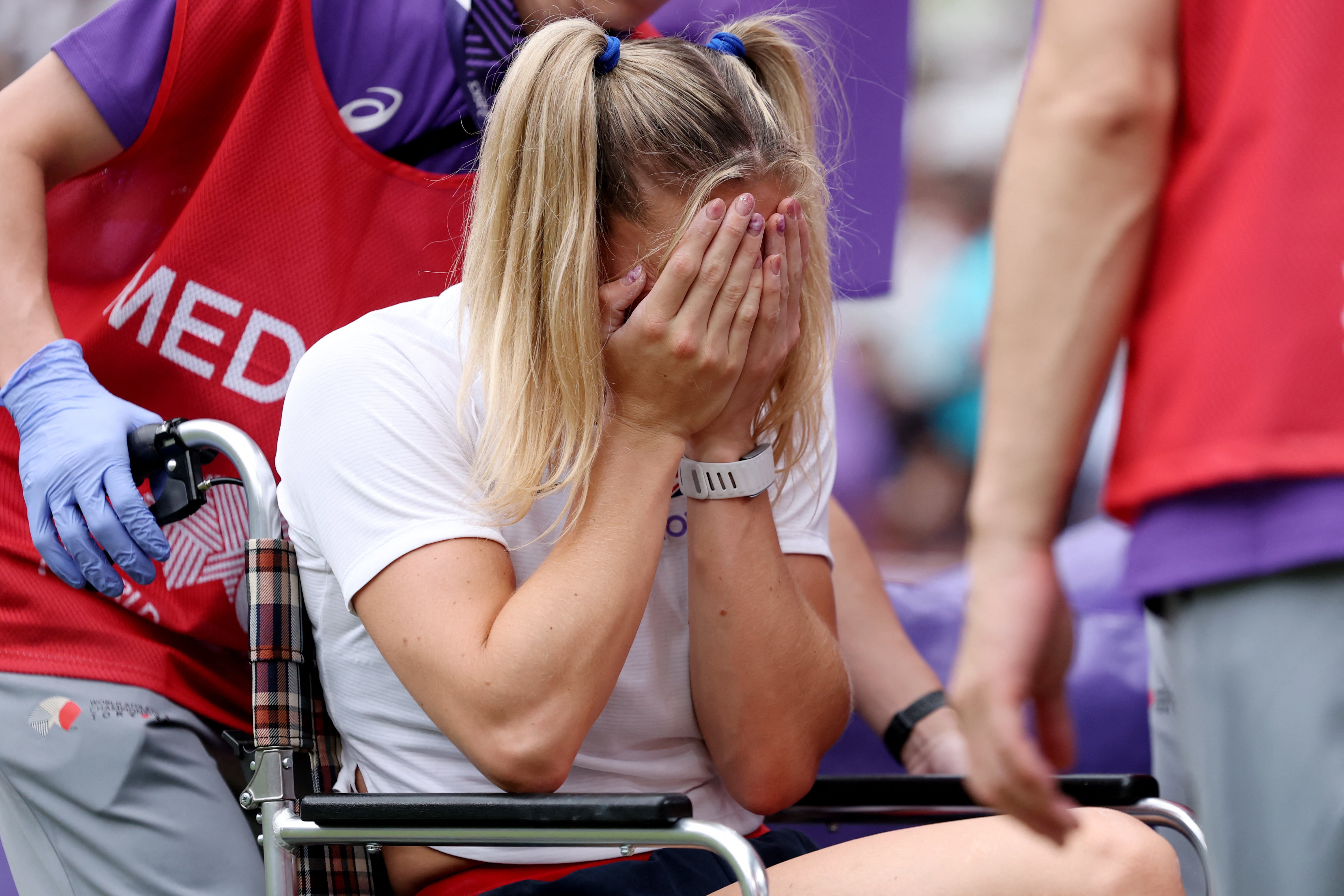 Molly Caudery sustained an injury in the warm-up ahead of pole vault qualifying