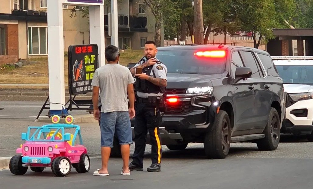 Kasper Lincoln was arrested while driving a pink children’s Barbie jeep down a busy road in Prince George, British Columbia