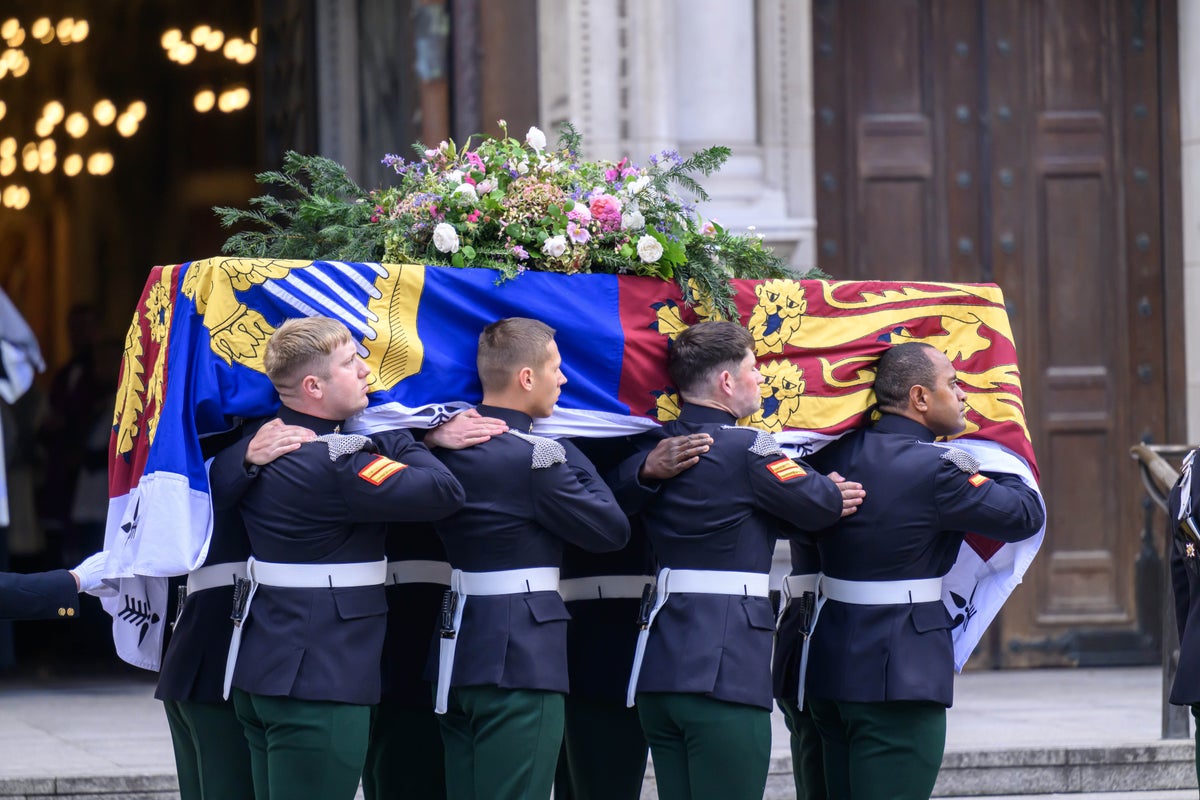 Duchess of Kent’s funeral sees Prince Andrew make rare public appearance alongside royals