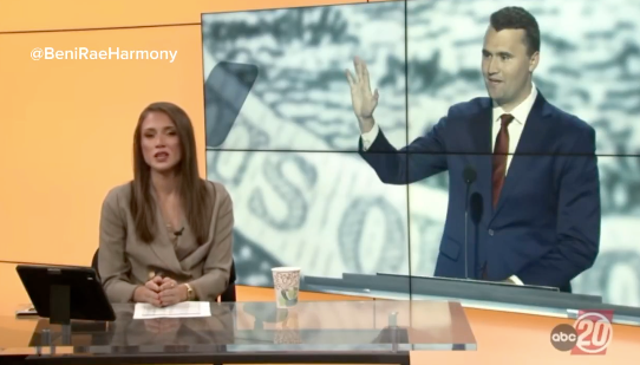 <p>Reporter Beni Rae Harmony resigned from her job at a local ABC affiliate in Illinois after she says she was suspended for giving a ‘non-partisan’ tribute to conservative activist Charlie Kirk.</p>