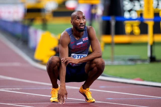 <p>Matthew Hudson-Smith following the men’s 400m semi-final</p>