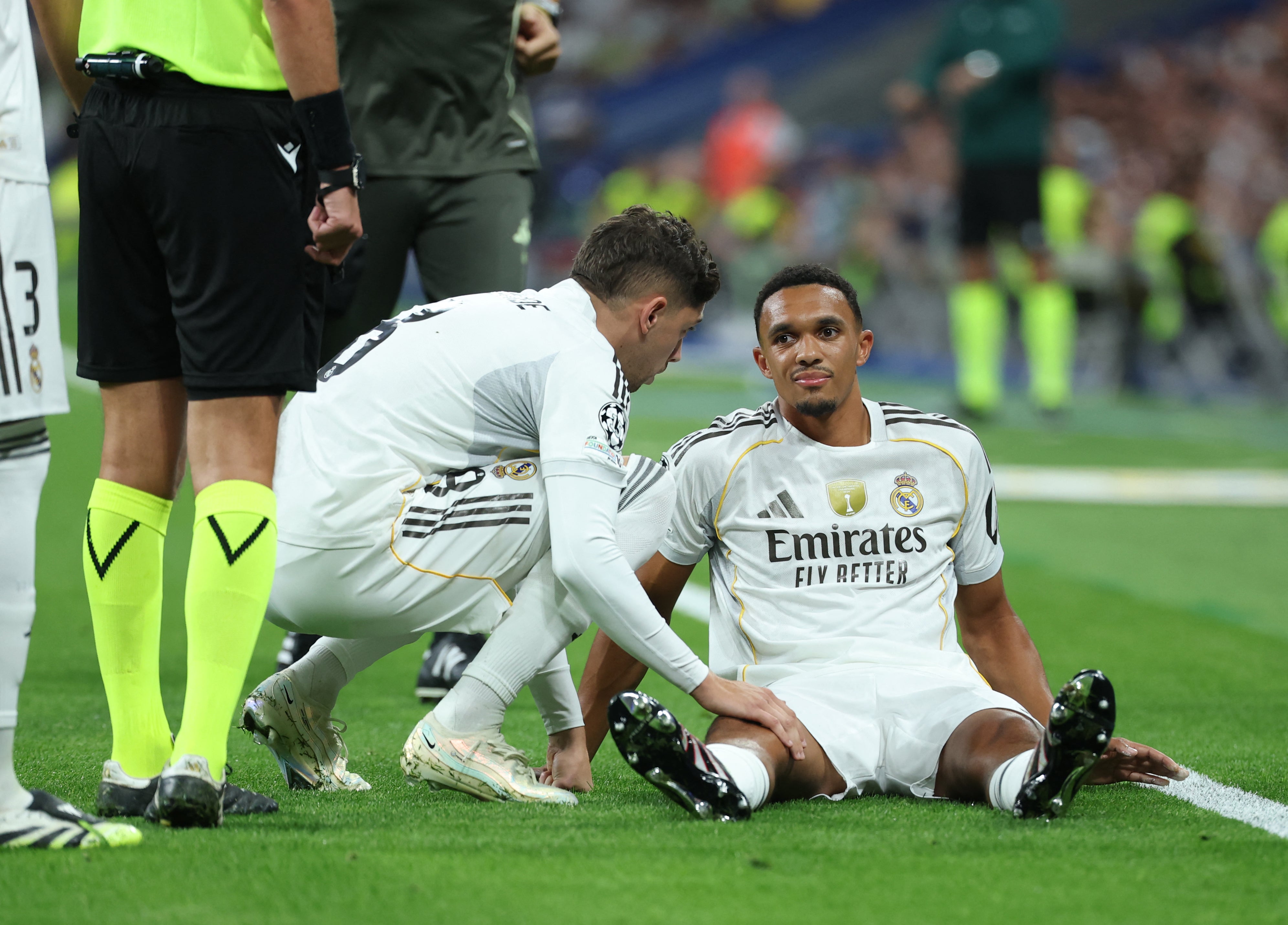<p>Alexander-Arnold suffered the injury early into Real Madrid’s match against Marseille</p>