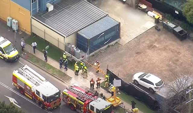 <p>Aerial view of the accident site shows premises of Haveli restaurant in Riverstone, Sydney where gas leak was reported</p>