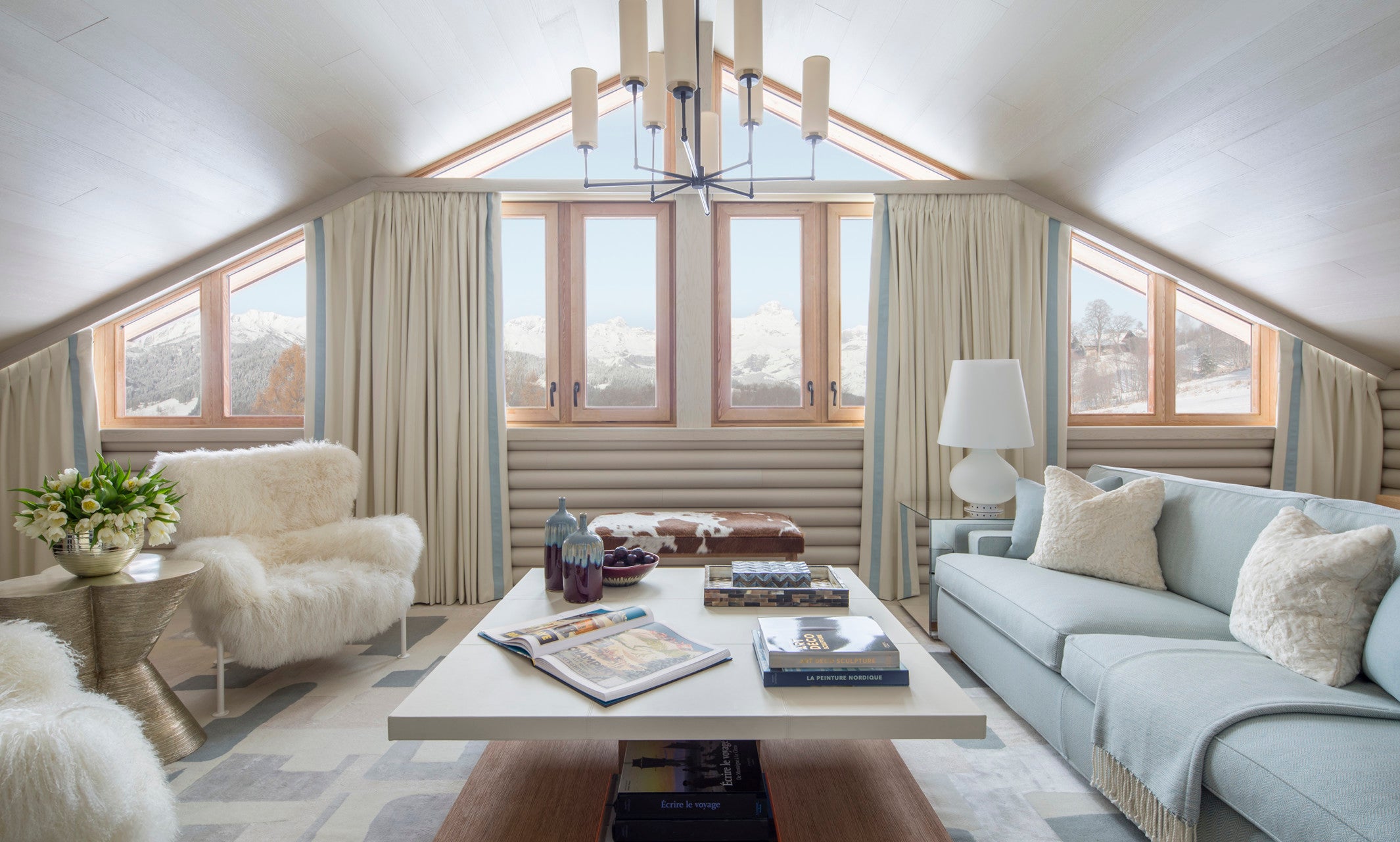 The stunning rooms at the Four Season Megève Hotel, France, look at the scenery equally unbelievable - can this be a video place for the Lotus 4 series?