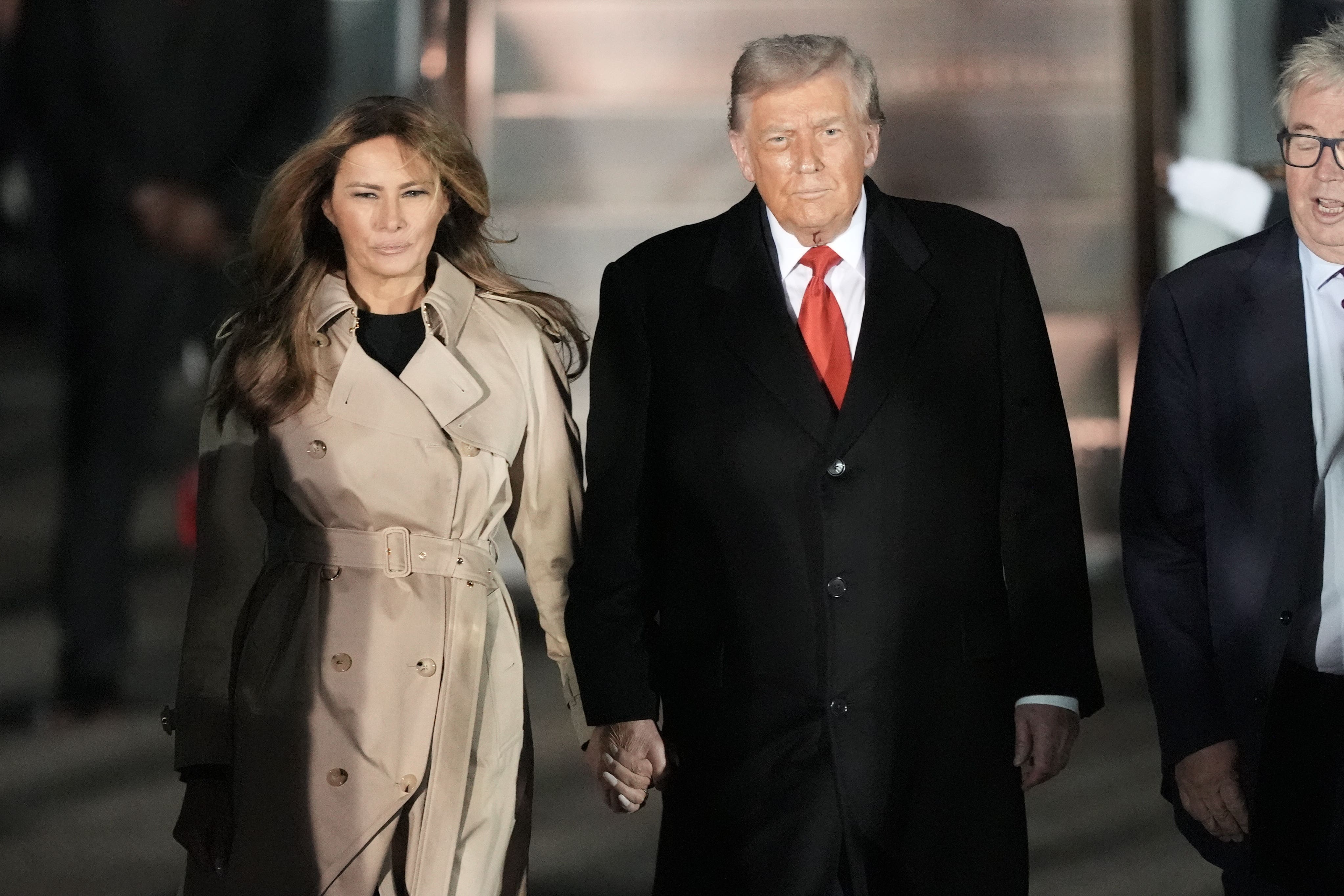 US president Donald Trump and first lady Melania Trump arrive at Stansted Airport, in Essex, ahead of the US president’s second state visit to the UK