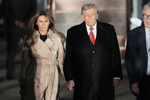 US President Donald Trump and First Lady Melania Trump arrive at Stansted Airport, in Essex, ahead of the US President’s second state visit to the UK (Stefan Rousseau/PA)