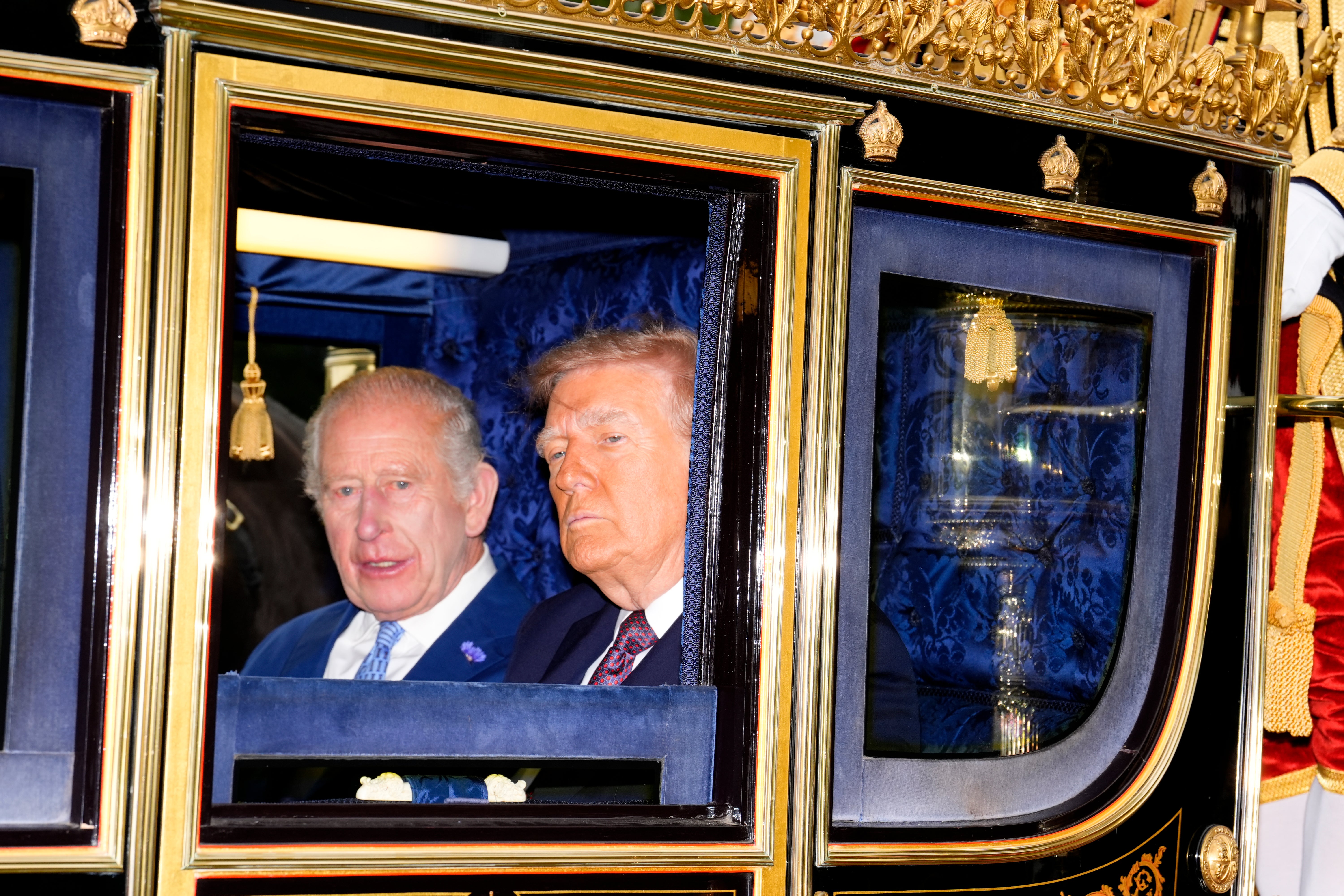 King Charles and US President Donald Trump during the carriage procession to Windsor Castle