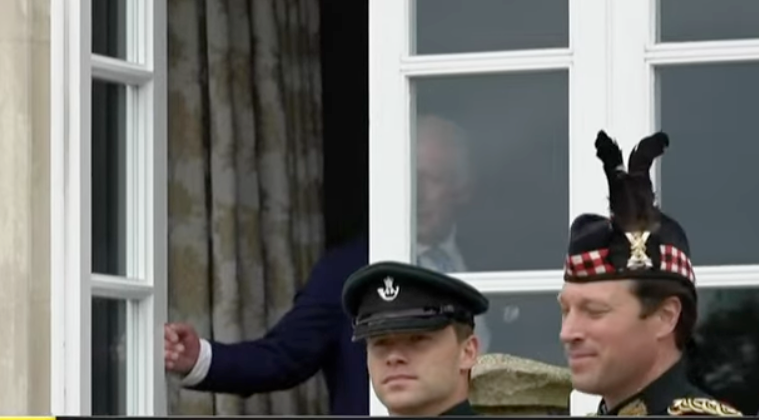 Charles and Camilla arrived in the state Bentley at 12.02pm before heading inside Victoria House