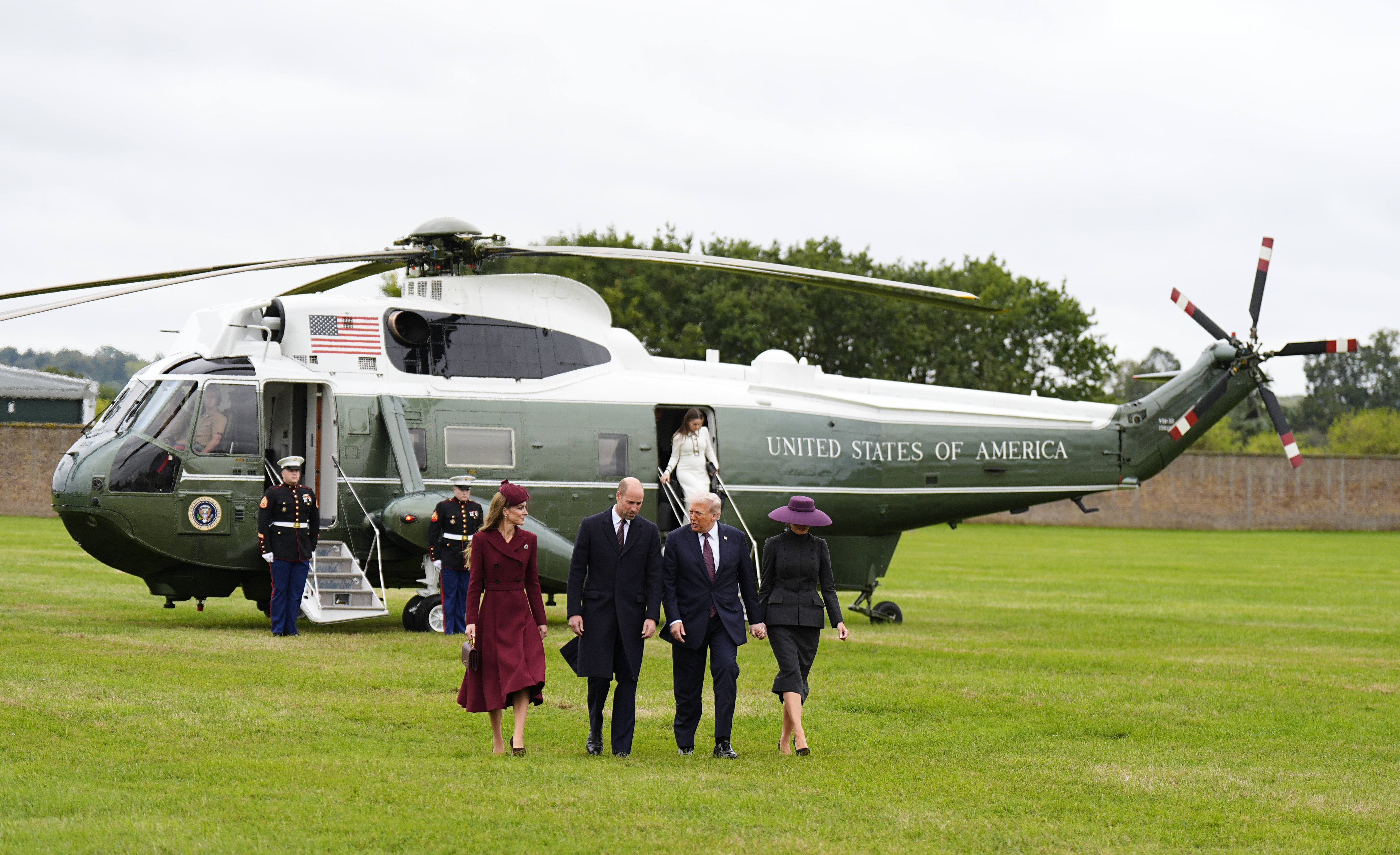 The Prince and Princess of Wales pictured receiving US President Donald Trump and First Lady Melania Trump at Windsor Castle