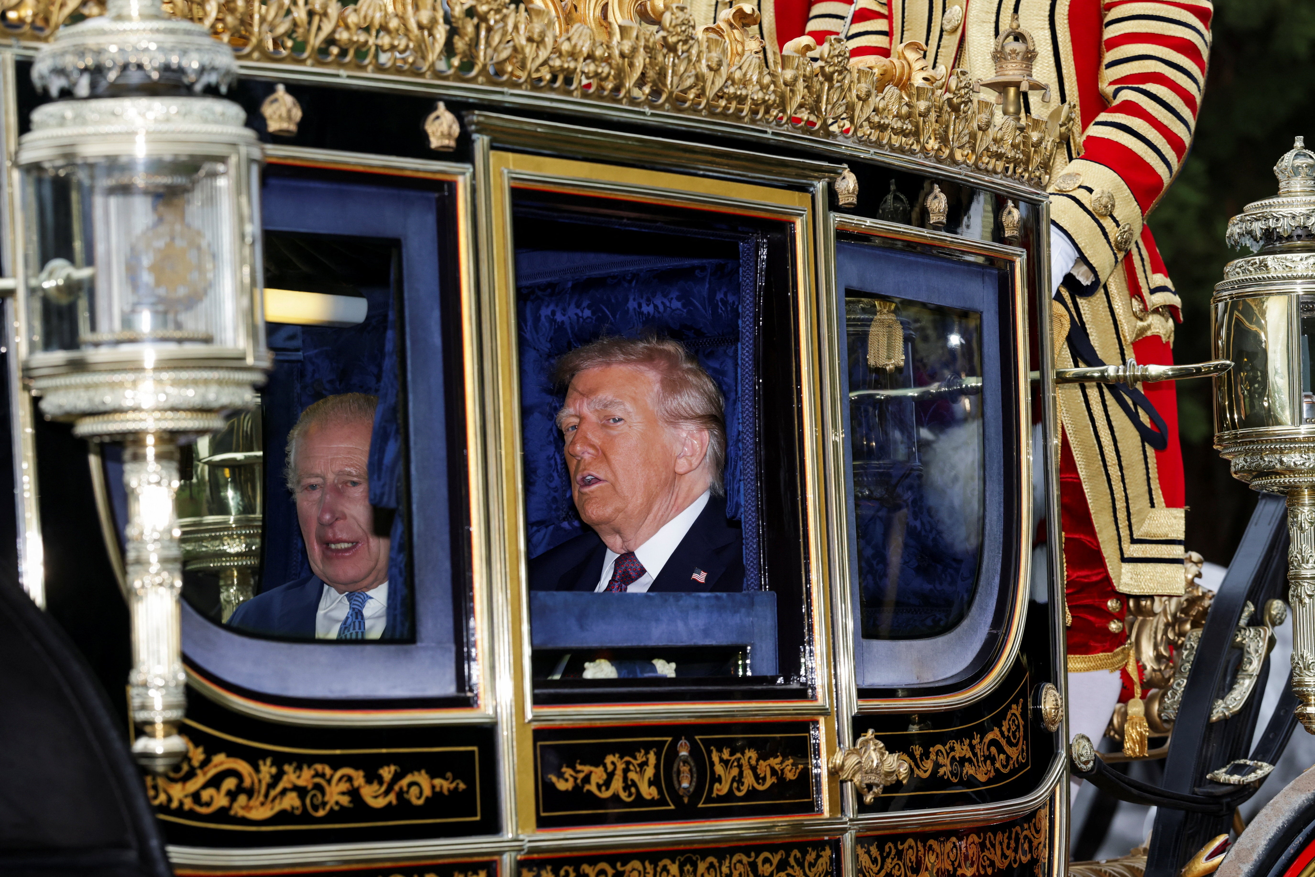 King Charles and US President Donald Trump during the procession through Windsor estate