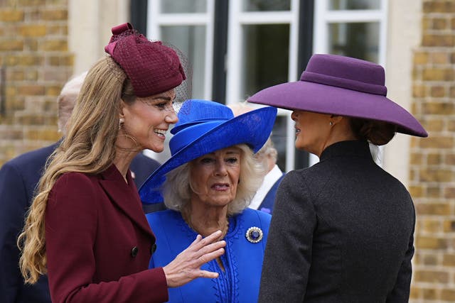 <p>Catherine, princesa de Gales, la reina Camilla y la primera dama Melania Trump</p>