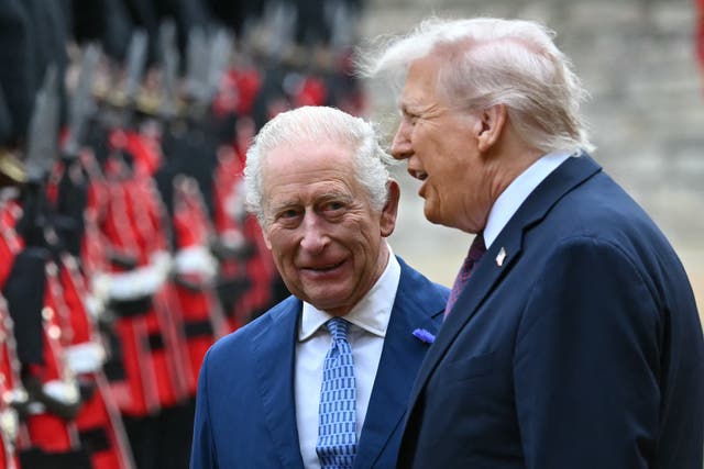 <p>King Charles III and Donald Trump inspect the Royal Guard in Windsor</p>